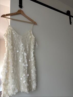 Meshki Cream Sequin Mini Dress